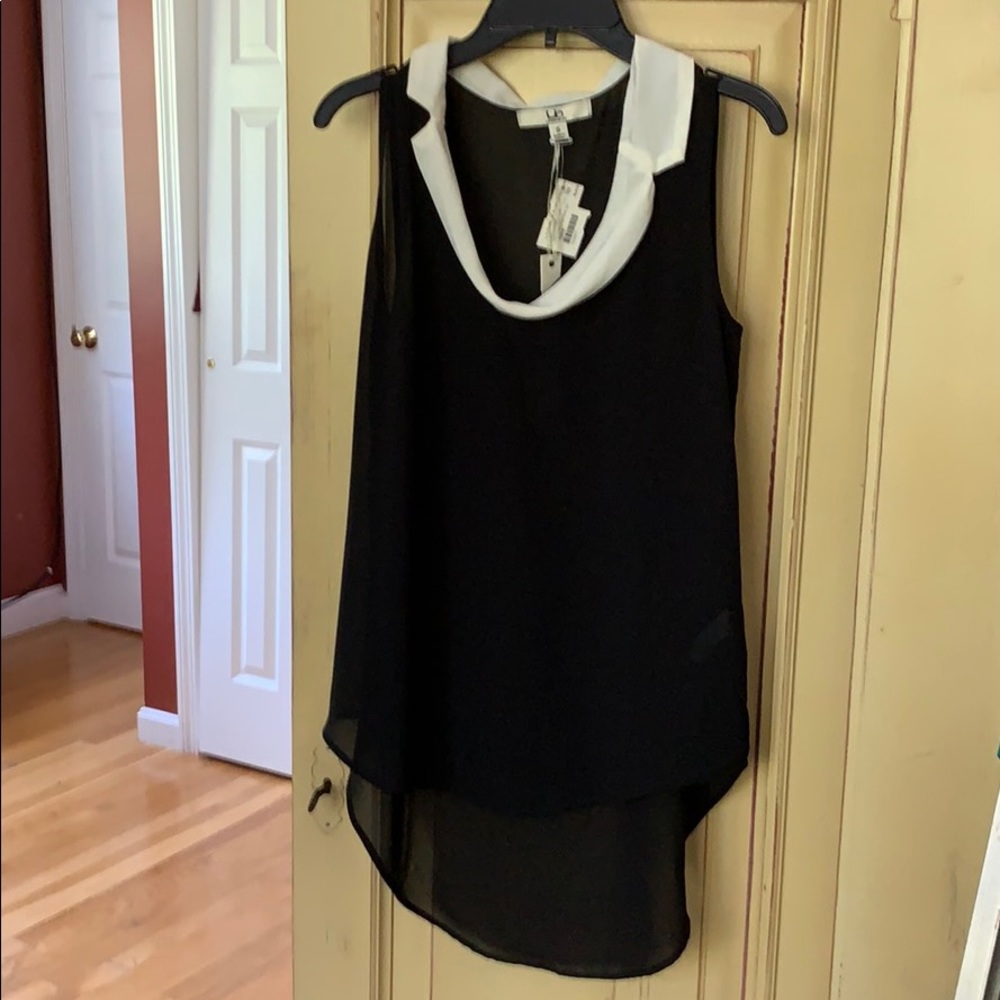 Ya Los Angelos black tank with white collar